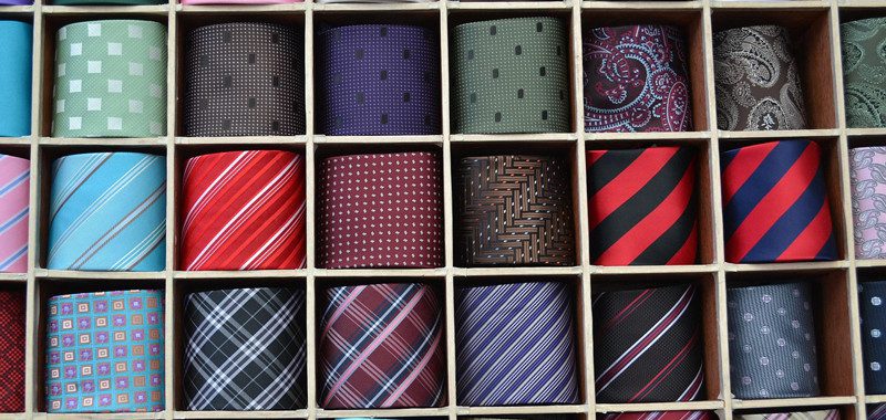 Shirt ties in a rack ready to use