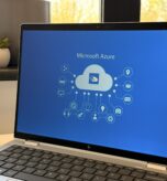 Microsoft Azure Virtual Desktop on an open laptop