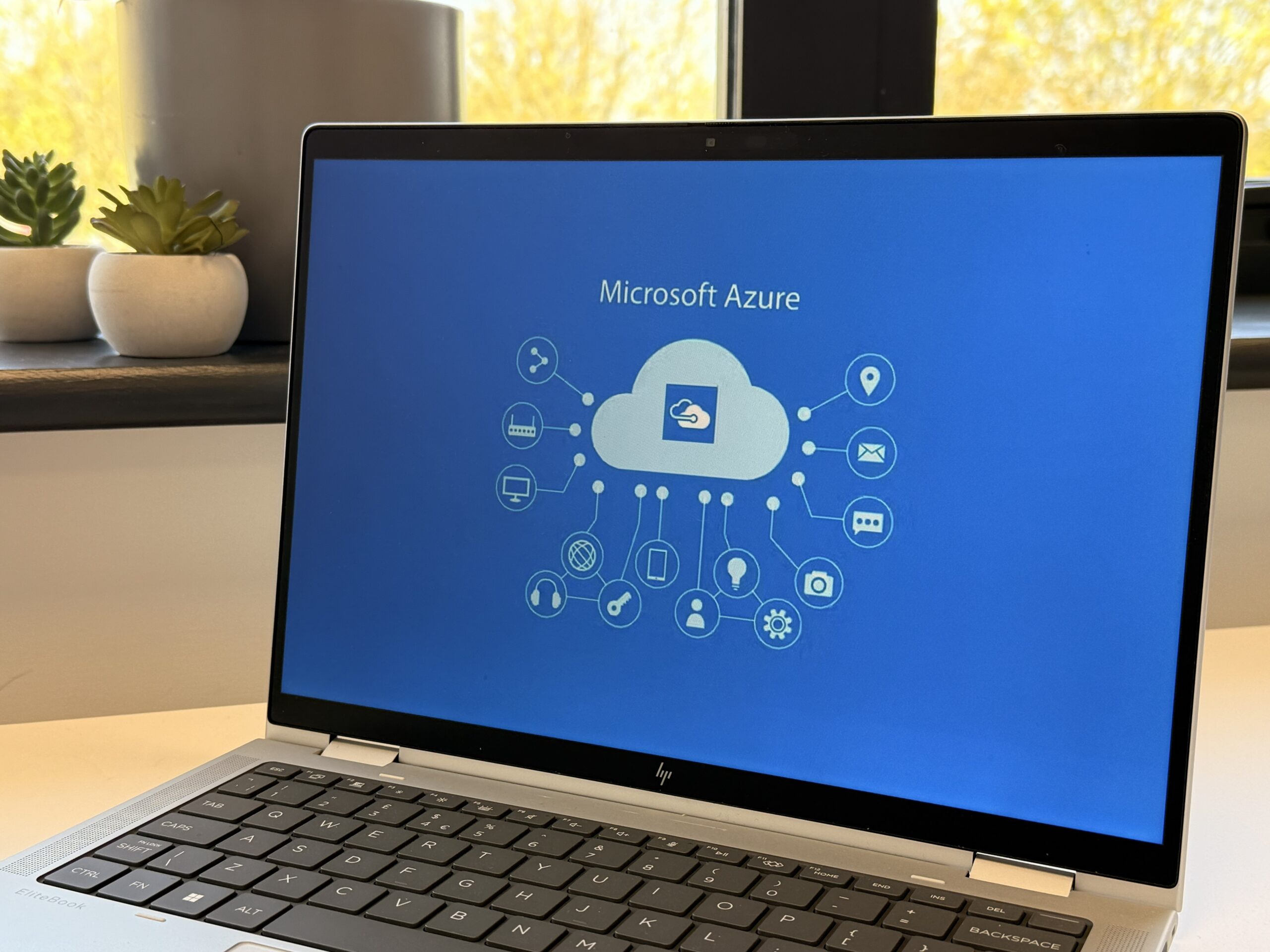 Microsoft Azure Virtual Desktop on an open laptop